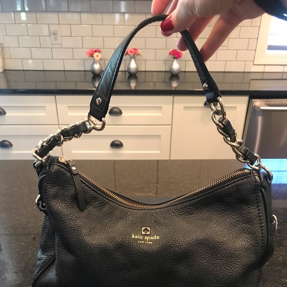 Kate Spade Black Leather Hobo Bag